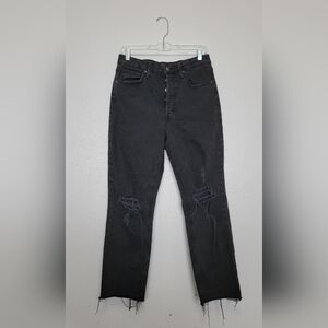 Wild Fable Super High-Rise Slim Straight Distressed Black Denim Jeans